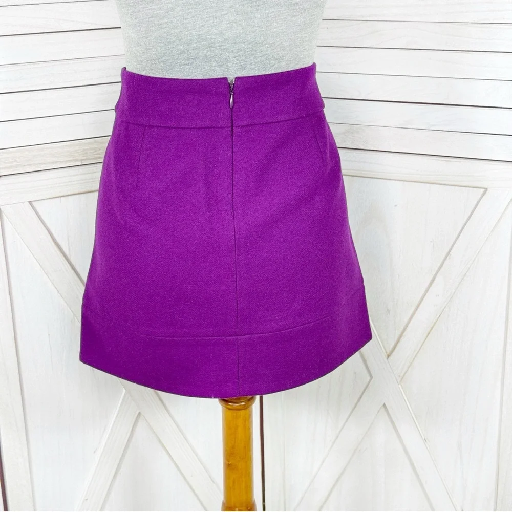 J.Crew‎ Wool Blend A Line Pencil Mini Skirt Electric Purple Size 2 - Picture 4 of 13